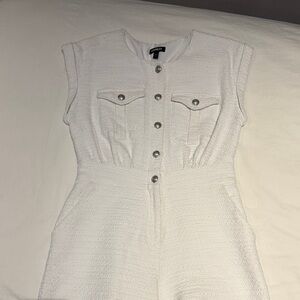 Express Ivory Button-Front Jumpsuit